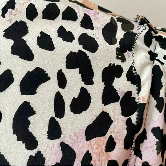 Veronica Beard Ramona Leopard Silk Blend V-Neck 3/4 Sleeve Top Size 2 - Picture 13 of 15